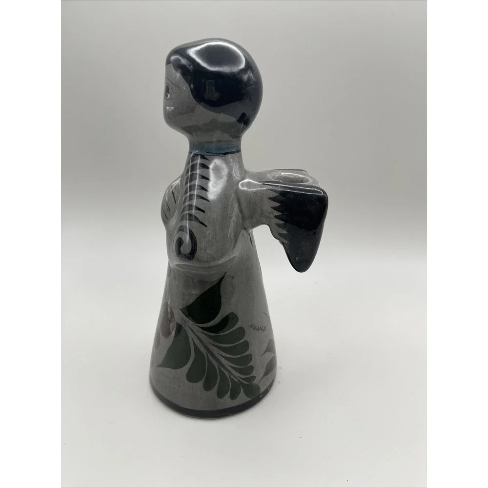 Tonala Mexican Modern Folk Art‎ Pottery Angel Praying Candle Holder Candlestick